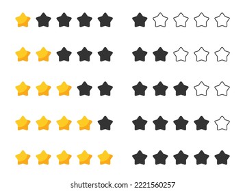 Star rating review from zero to five. Customer feedback