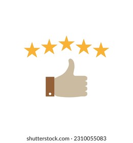 Star rating, reviews, thumbs up, likes. Social media approval. Vector illustration.