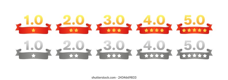 Star rating ribbons set. Flat style. Vector icons