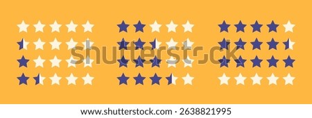 star rating rows displaying full, half, and empty stars to represent different score levels