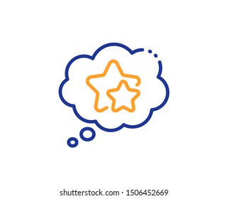 Star rating sign. Ranking stars speech bubble line icon. Best rank symbol. Colorful outline concept. Blue and orange thin line ranking stars icon. Vector