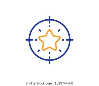 Star rating sign. Star target line icon. Best rank symbol. Colorful outline concept. Blue and orange thin line star target icon. Vector