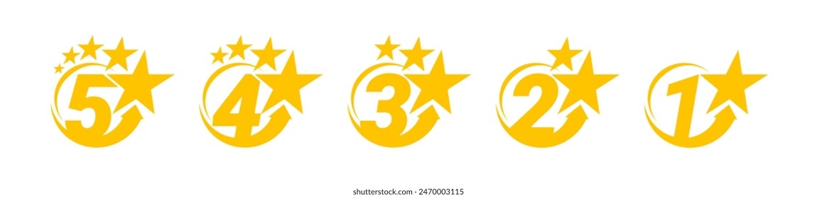 Clasificación por estrellas. estrella Símbolo o emblema. Ilustración vectorial