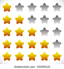 Star rating symbols with 6 star. Quality, feedback, experience, level concepts.