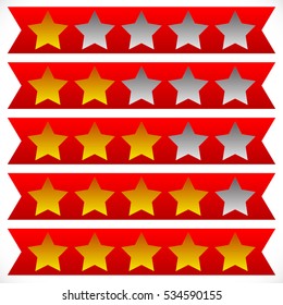 Star rating symbols with 6 star. Quality, feedback, experience, level concepts.