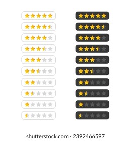 Star rating system design. High quality five stars rating, ranking icon. Vector illustration.