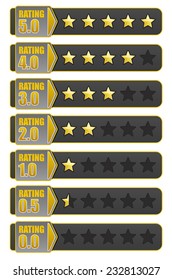 Star Rating System. Vector illustration of a rating system based on stars one through five