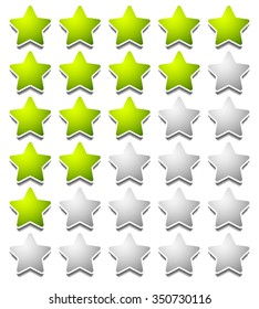 Star rating template from initial zero to 5 stars.