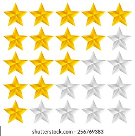 Star Rating Template Vector with 3d stars