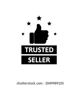 Star rating with thumbs up for trusted seller icon stamp design template