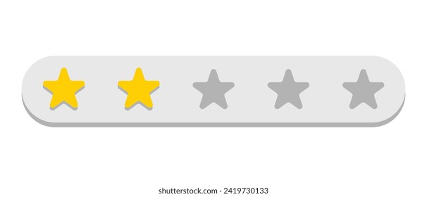 Star rating two icon. Flat illustration web design.