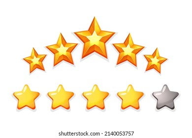 Star rating. User feedback and game rating concept, award and success symbol. Vector isolated set