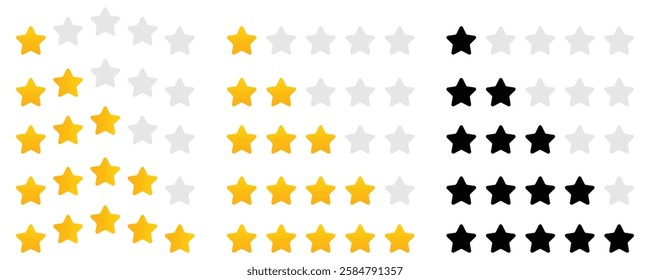 star rating vector in flat style design on white background. Feedback, Review, and rate us concept vector design element