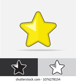 Star Rating Vector Icon Flat Design, available in color, black and White