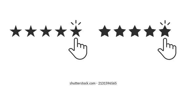 Juego de iconos vectoriales de clasificación de estrellas. Comentarios de los clientes, símbolo de concepto de comentarios de los usuarios