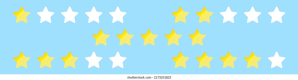 Star Rating Vector Illustration Set. A Set Of Yellow And Gray Stars For Grading. Rating Scale In Stars.