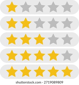 Star Rating Vector Set – 1 to 5 Star Review and Feedback Icons