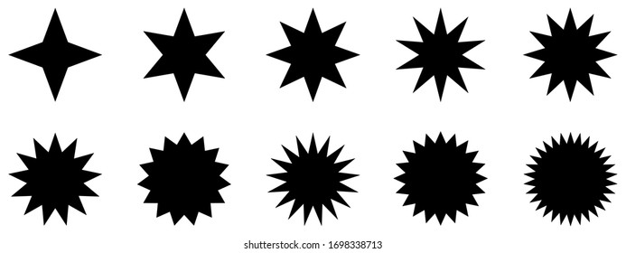 Star ray burst icon vector black white abstract background illustration.