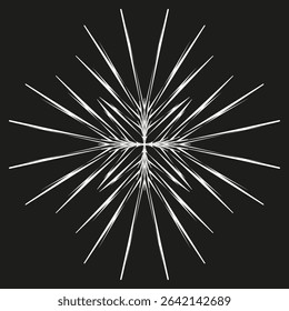 Star ray icon. Radiant burst symbol. Black spike pattern. Vector emblem.
