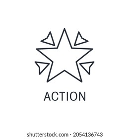 Star with rays. Action. Unique opportunity. Vector linear icon isolated on white background.