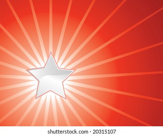 star and rays in red tones for xmas