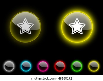 Star realistic icons. Empty buttons included.
