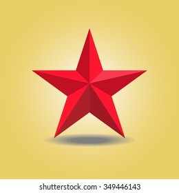 Star in red color - stock vector. Christmas design for greeting card. Red star isolated. Logo design. Design elements.