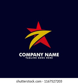Star With Red Gold Colors Logo Template. Red Gold Star Logo Design.