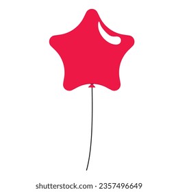 Star Red or pink bunches and groups helium balloons. Birthday party design cartoon flat collection. Holiday surprise gift round balloon.  Isolated flat icon vector illustration