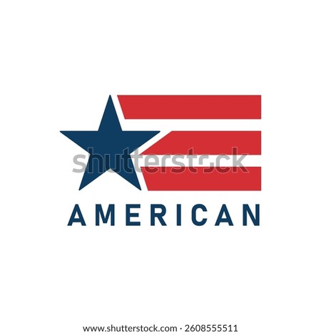 Star with Red Stripe Simple Minimalist American Flag Vector Logo Design, perfect for patriotic brands, apparel, and modern graphic projects