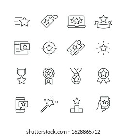 Star related icons: thin vector icon set, black and white kit