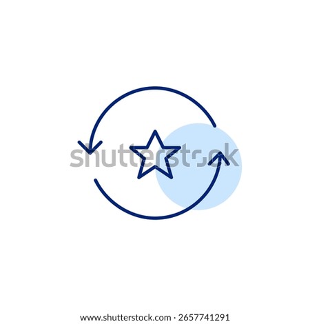 Star in renew arrows. Ongoing excellence, premium sustainable services. Pixel perfect, editable stroke vector icon