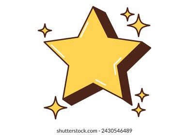 Star Retro Flat Sticker Design