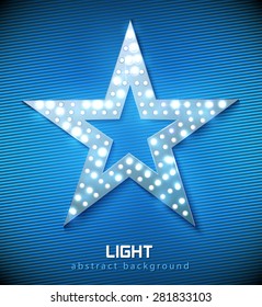 Star retro light banner blue color. Vector illustration eps 10