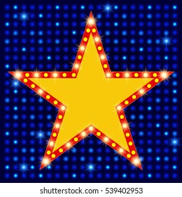 Star retro light banner on shining background. Vector illustration