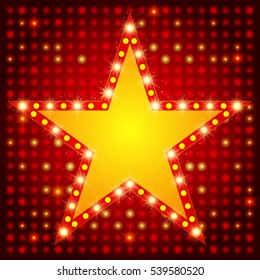 Star retro light banner on shining background. Vector illustration