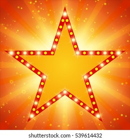 Star retro light banner on shining background. Vector illustration