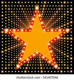 Star retro light banner on shining background. Vector illustration