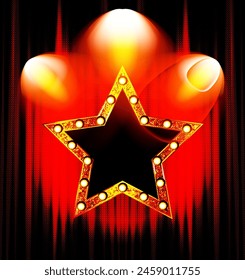 Star retro light banner. Vector illustration