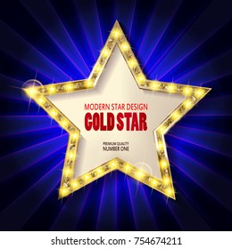 Star retro light banner. Vector illustration
