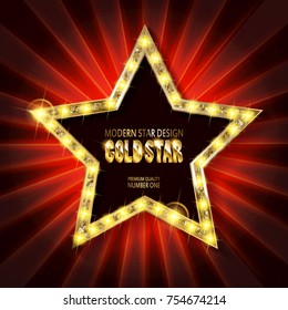 Star retro light banner. Vector illustration