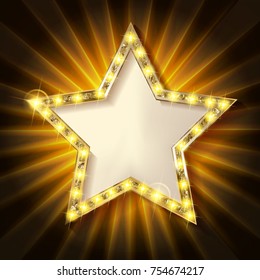 Star retro light banner. Vector illustration