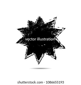 Star Retro Shape. Banner, Badge or Label Design in Grunge Style. vector distress textures