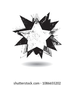 Star Retro Shape. Banner, Badge or Label Design in Grunge Style. vector distress textures