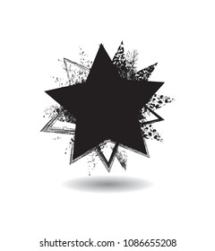 Star Retro Shape. Banner, Badge or Label Design in Grunge Style. vector distress textures