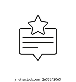 Star Review Comment Icon. Customer Feedback And Rating Outline Symbol. Quality Assurance And User Experience Evaluation. Editable Stroke. Isolated Vector Illustration.