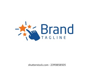 Star Review Hand Finger Touch Tap Logo Design Vector Template
