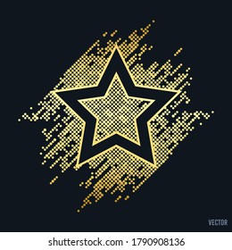 Star With Rhinestones, Glitter-Foil For Tshirt Graphic Vector Print Poster.  Vector Illustration