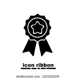 Star ribbon icon in black colour