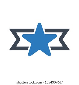 Star with ribbon icon vector illustration 